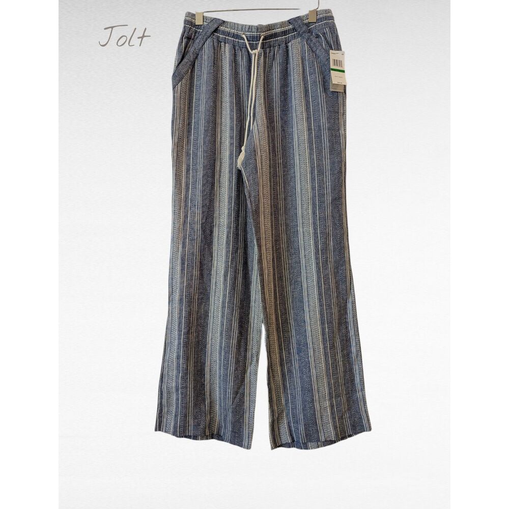 NWT  Jolt wide leg linen/rayon blend tie/elastic waist pants   Sz L